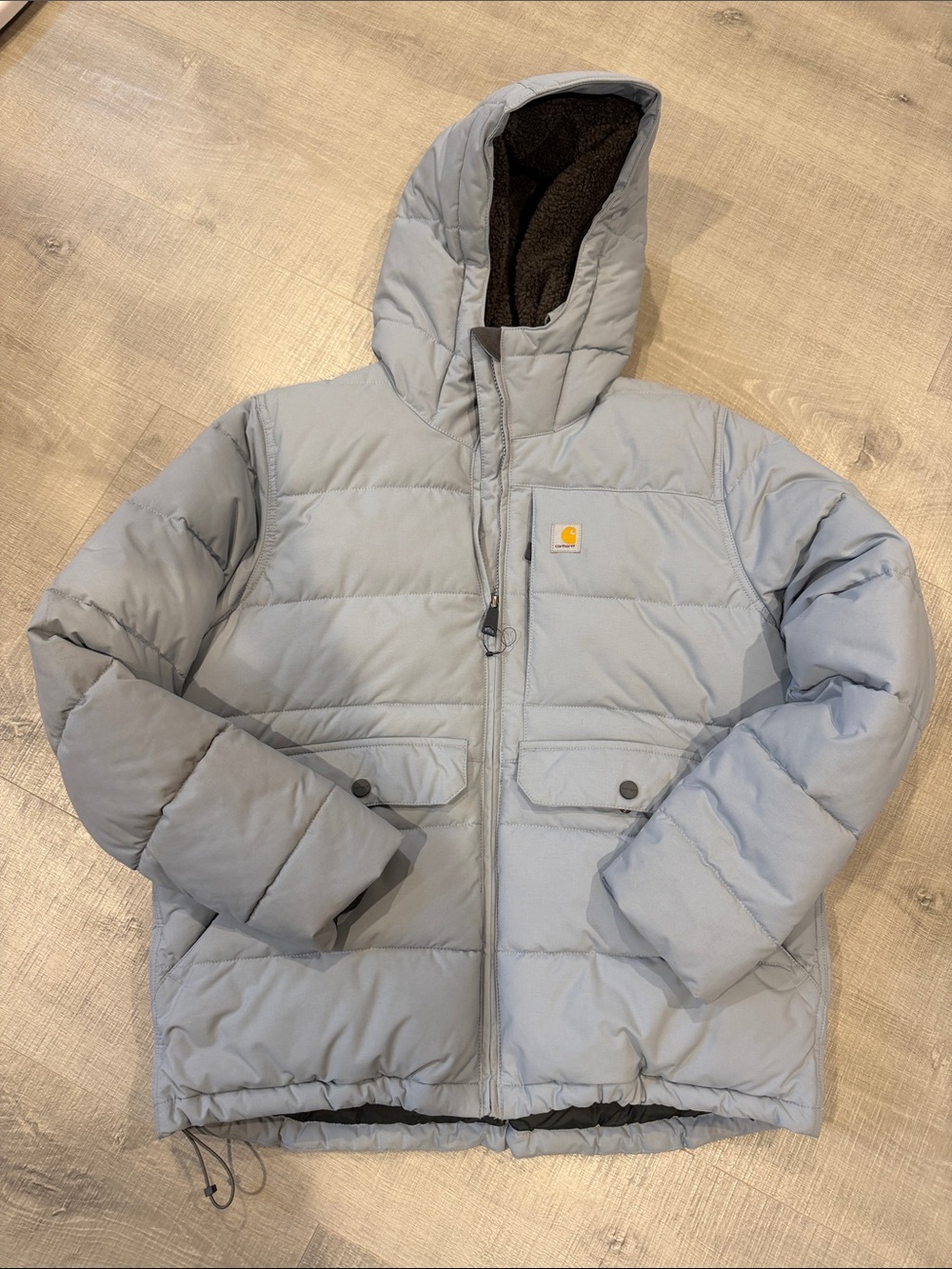 Carhartt Montana Insulated Kids Light Blue/Gray Hooded Puffer Jacket